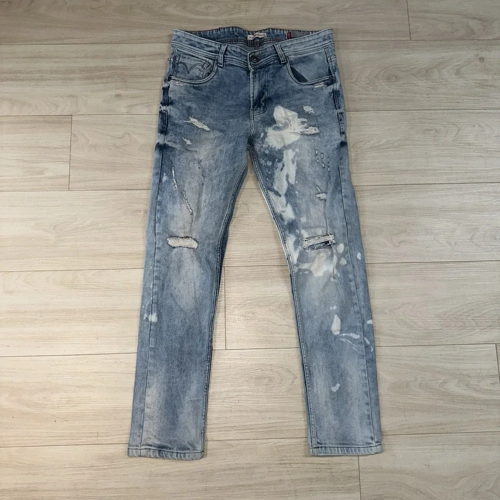 Levi's Skinny Taper Paint‎ Splatter Jeans size 31x29 Preppy Stretch Distressed